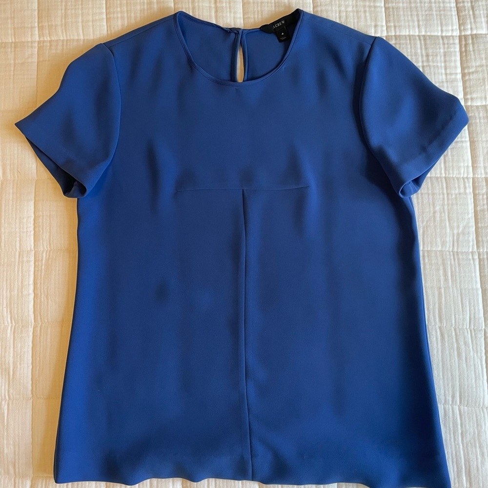 J Crew royal blue short sleeve blouse, size 4